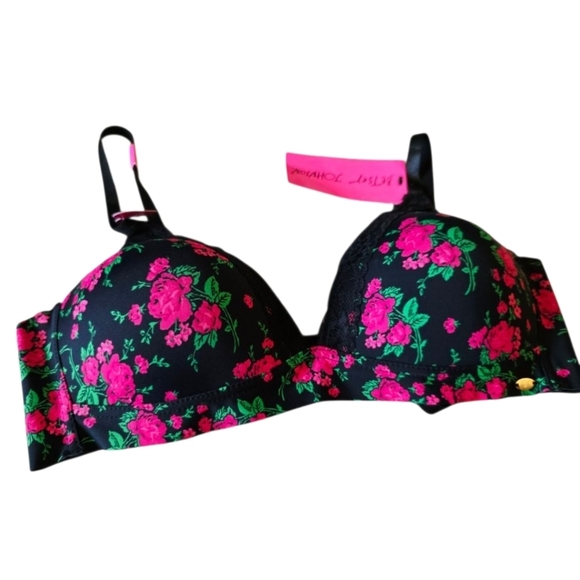 Betsey Johnson Other - Betsey Johnson Pink and Black Floral Bra Size 38B New with Tags